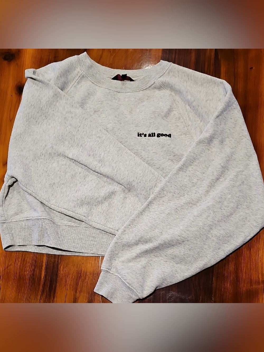 It's All Good Light Gray Women's Crop Top Sweatshirt